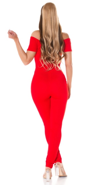 Sexy must-have jumpsuit met carmen halslijn rood